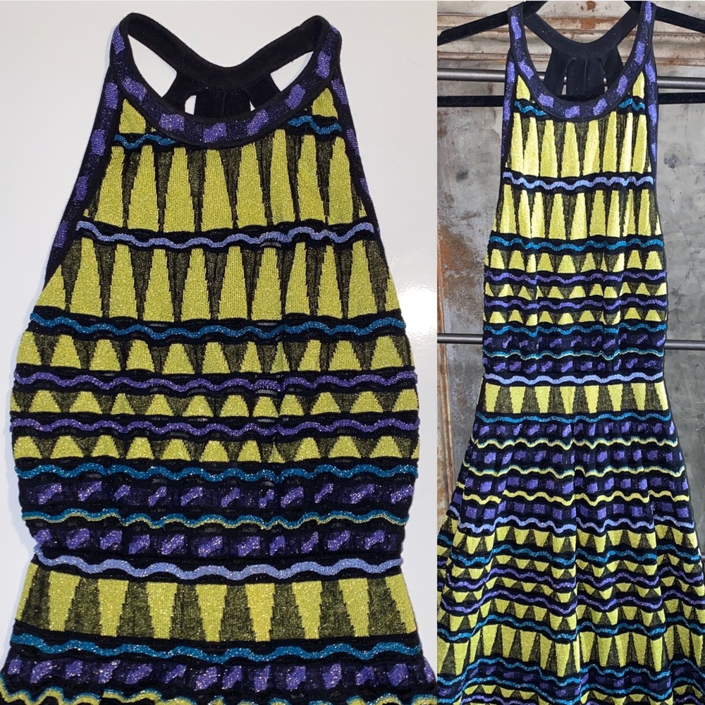 Missoni Lime Black Zig Zag Metallic Gown Dress - Picture 5 of 8